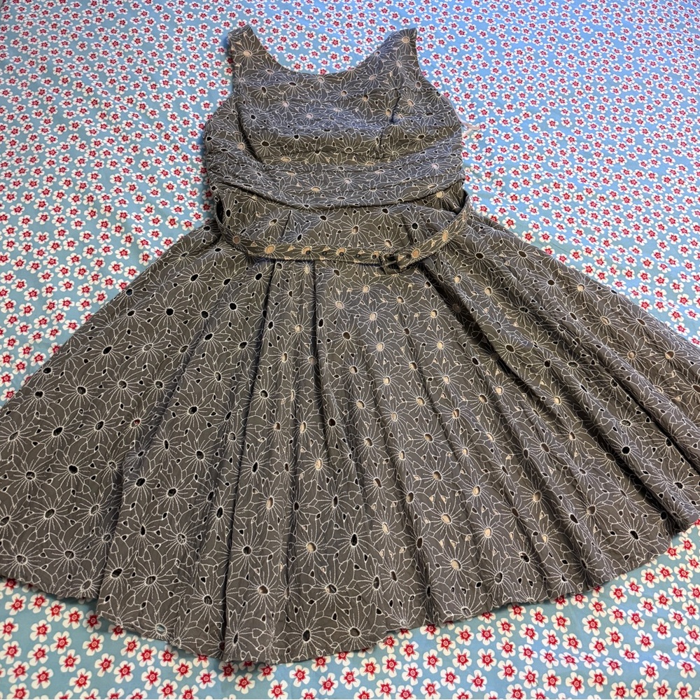 Monsoon Eyelet Layered Sleeveless Party Dress Like New Sz 12 /M Adorable Sweet